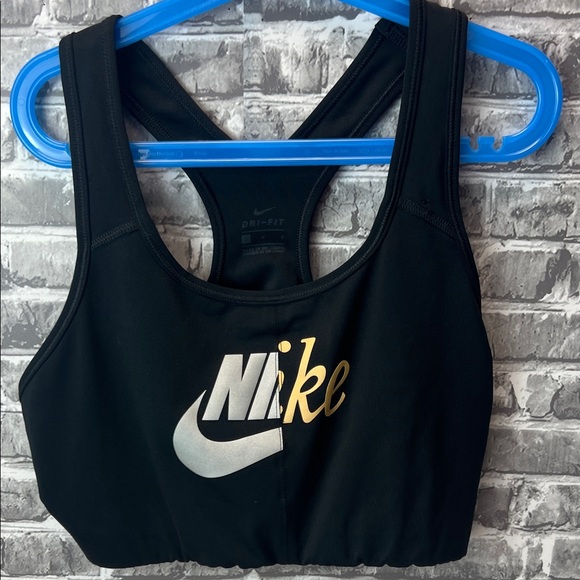 Nike Women's Black and Gold Sports Bra - Picture 2 of 8